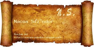 Nacsa Sándor névjegykártya