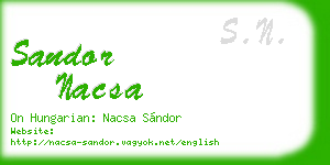 sandor nacsa business card